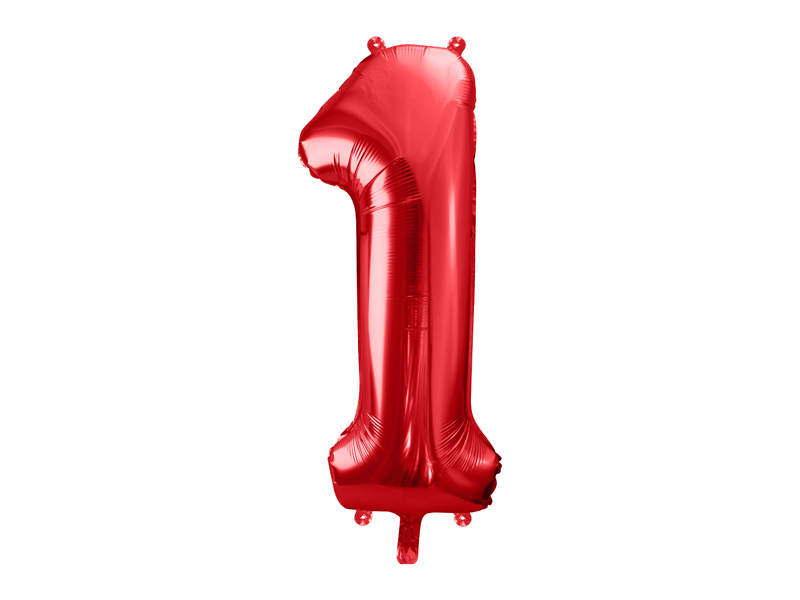 PartyDeco Balónek fóliový narozeninové číslo 1 - červený 86  cm