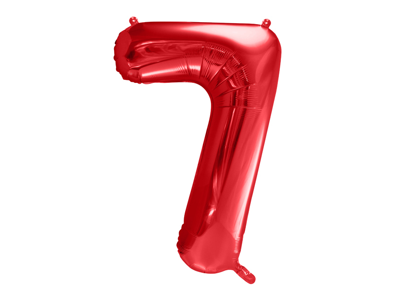 PartyDeco Balónek fóliový narozeninové číslo 7 - červený 86 cm