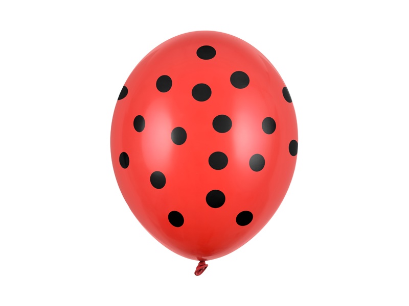 PartyDeco Latexový balón - červený s černými tečkami