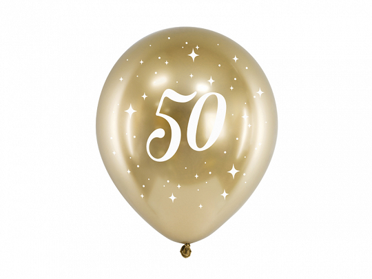 PartyDeco Latexové balónky - zlaté číslo 50 6ks