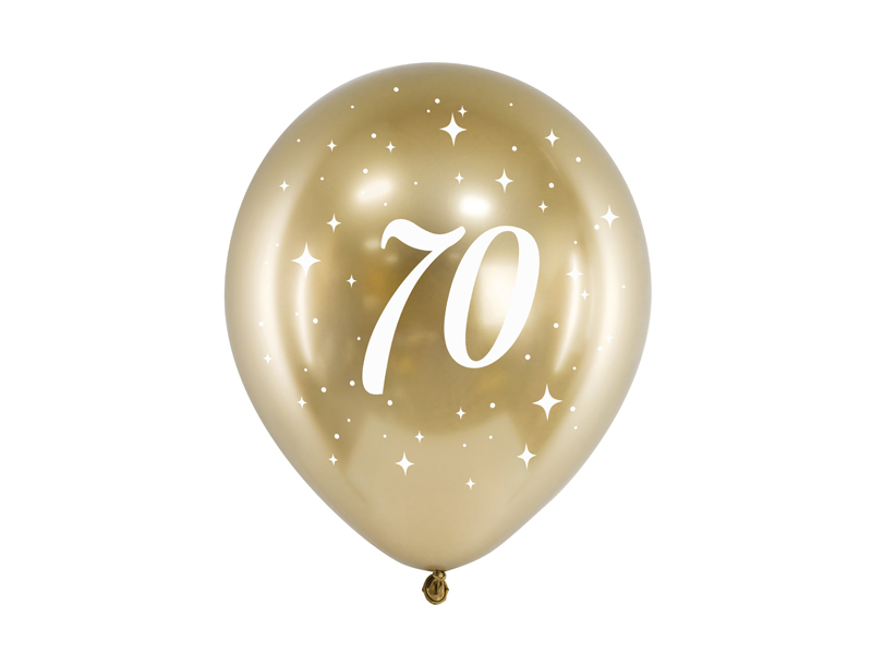 PartyDeco Latexové balónky - zlaté číslo 70 6ks