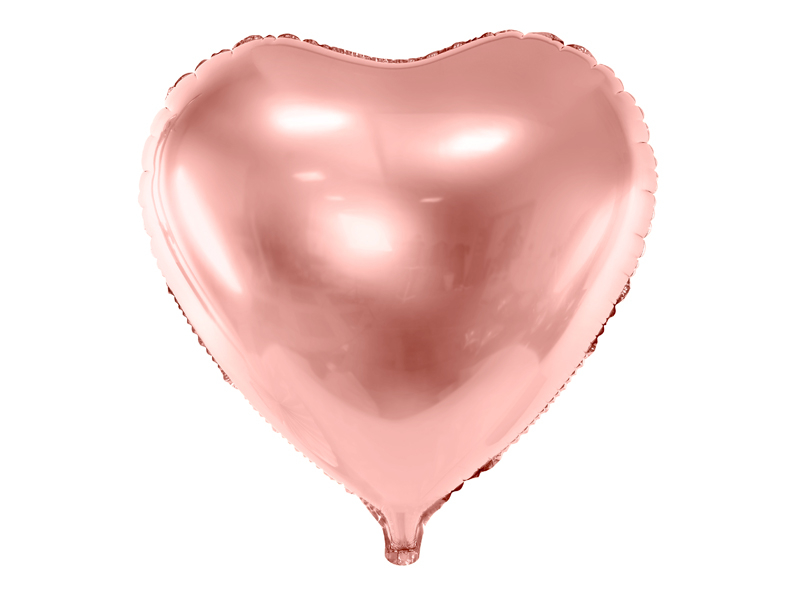 PartyDeco Fóliový balón srdce - růžovo-zlatý 61cm
