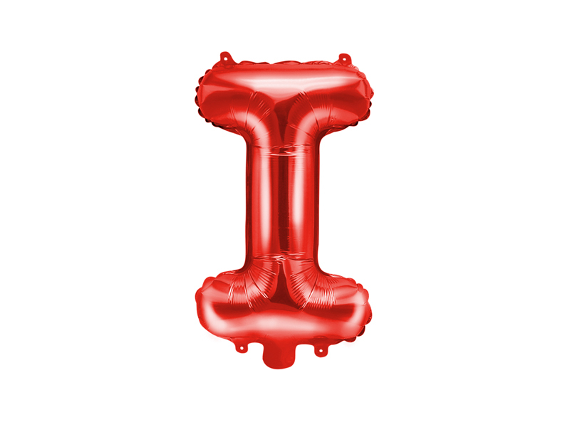 PartyDeco Fóliový balón Mini - Písmeno I 35 cm rudý