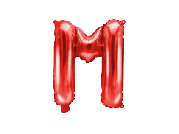 PartyDeco Fóliový balón Mini - Písmeno M 35 cm rudý