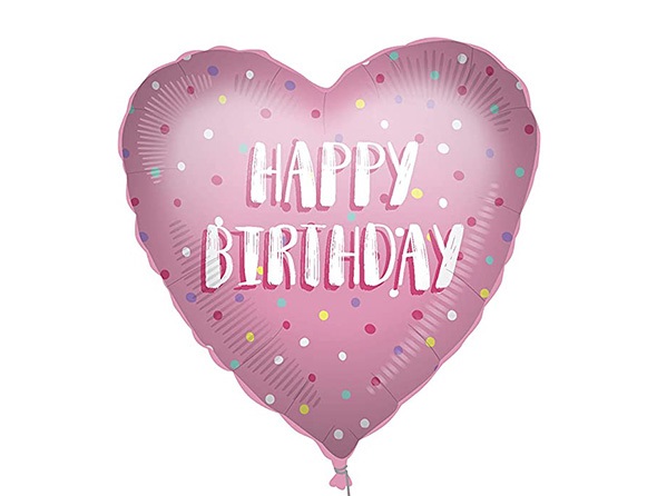 Procos Fóliový balón - Happy Birthday Ružové srdce 46 cm
