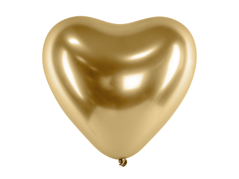 PartyDeco Balónek chromový - zlaté srdce 30 cm
