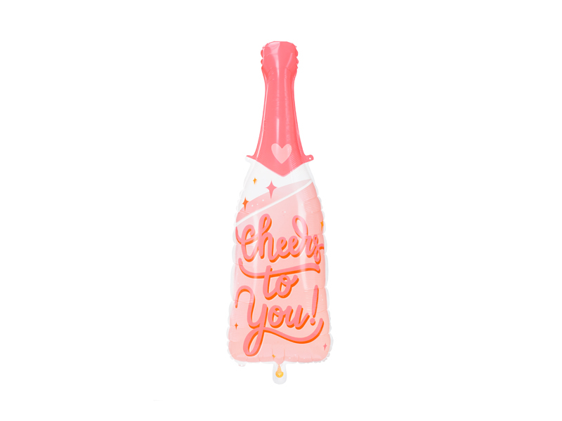 PartyDeco Fóliový balón - Láhev šampaňského (růžová)