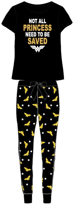 EPlus Dámské pyžamo - Wonder Woman černé Velikost - dospělý: XL