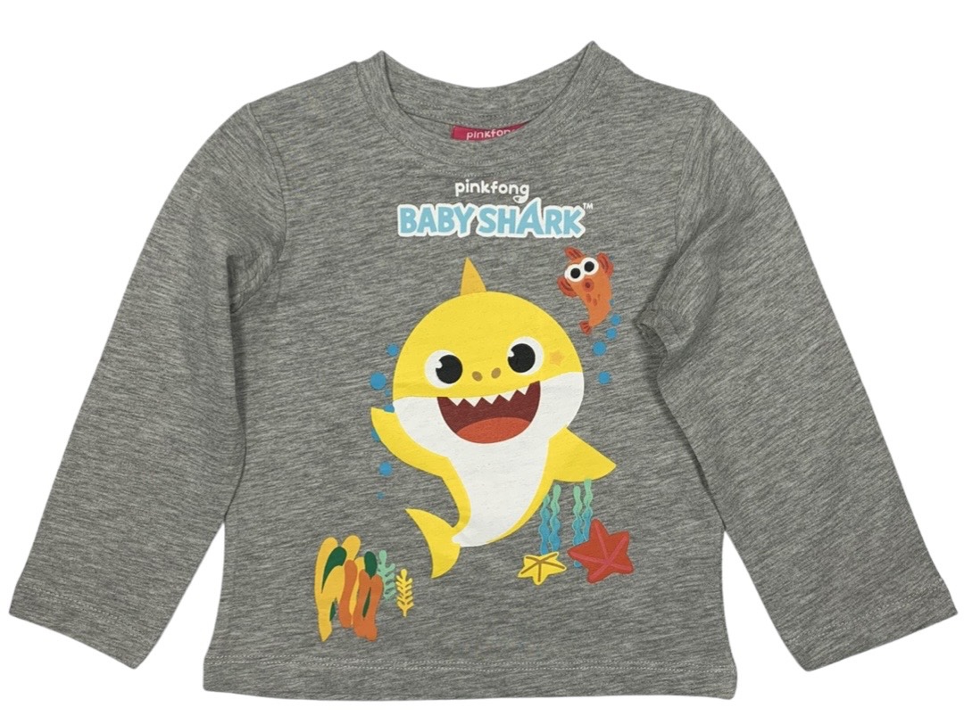 EPlus Chlapecké tričko s dlouhým rukávem - Baby Shark šedé Velikost - děti: 116