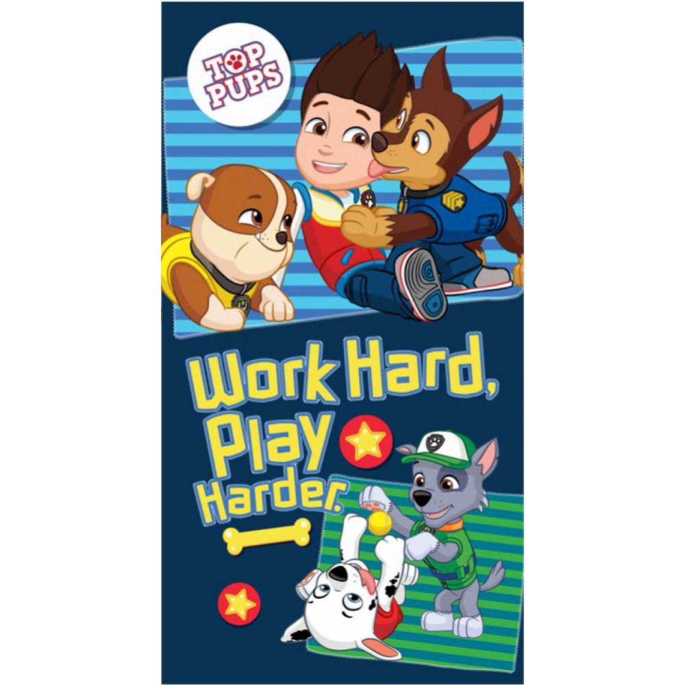 Setino Dětská osuška - Paw Patrol Work Hard, Play Harder 70 x 140 cm