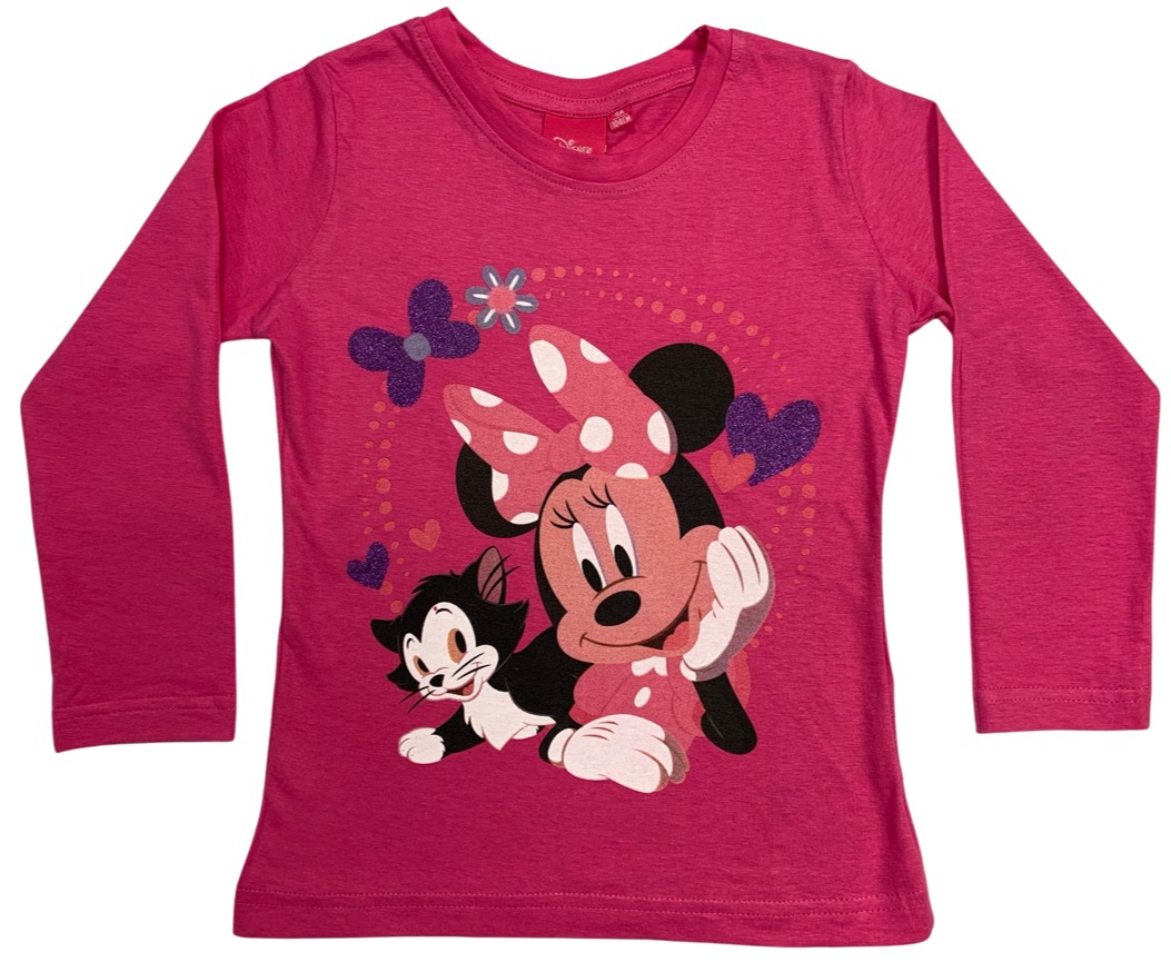 Setino Dívčí tričko s dlouhým rukávem - Minnie Mouse tmavě růžové Velikost - děti: 98