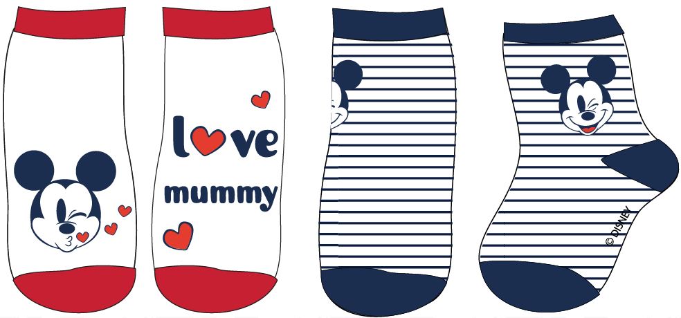 EPlus Sada 2 párů dětských ponožek - Mickey Mouse I love mummy Velikost nejmenší: 9 - 18 měsíců