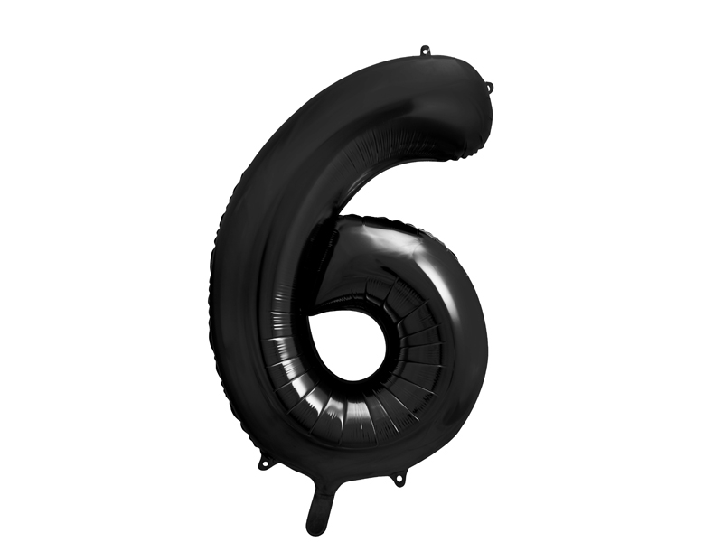 PartyDeco Fóliový balón narozeninové číslo 6 černý 86 cm