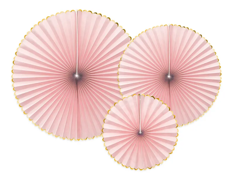 PartyDeco Dekorační rozety - světle růžové 3 ks