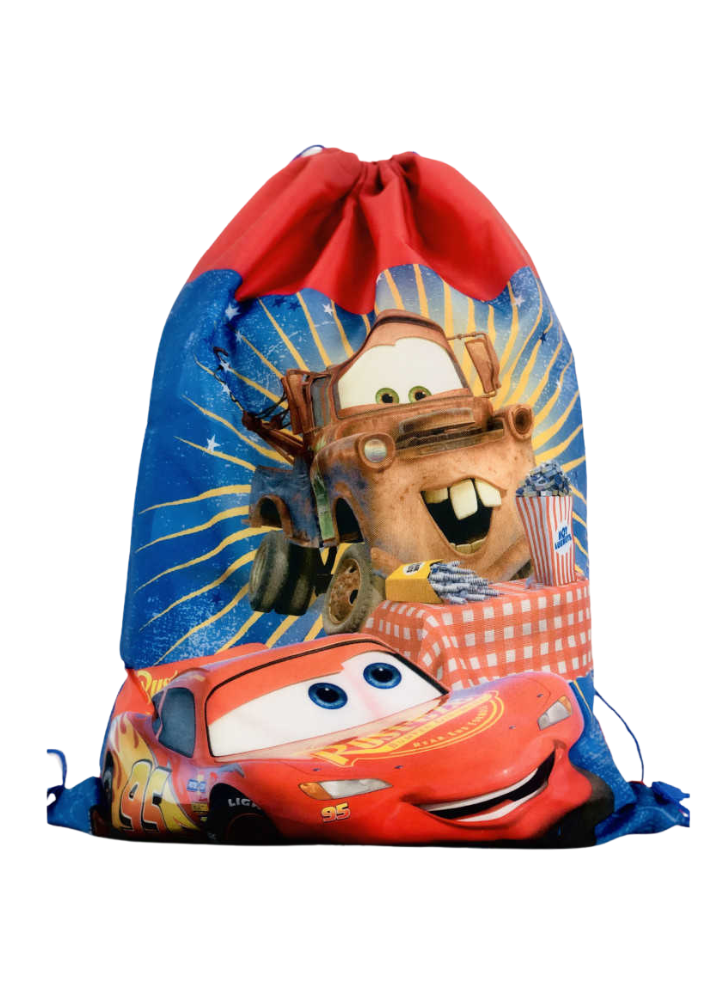 Setino Dětský stahovací batoh - Cars (červeno-modrý)