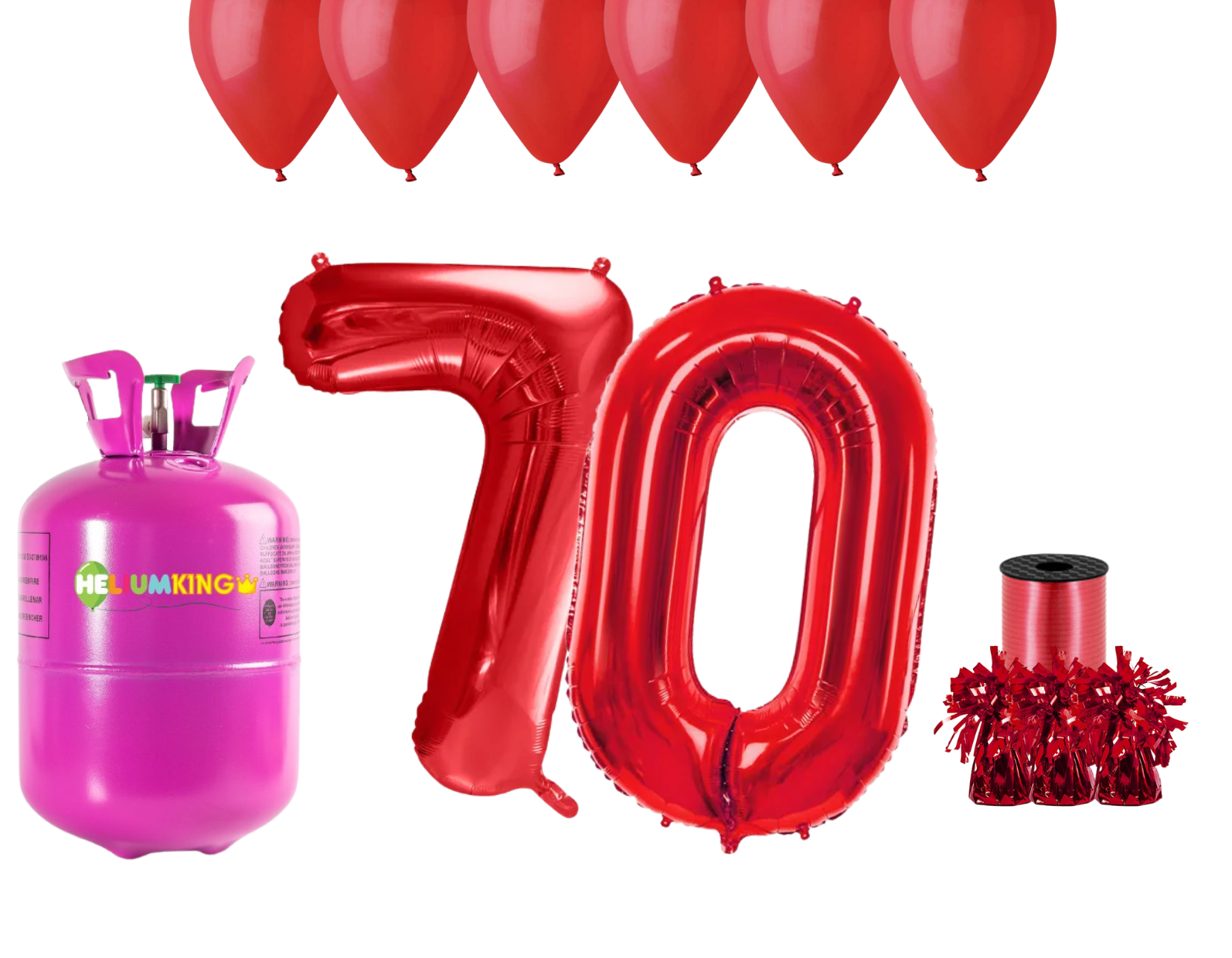 HeliumKing Helium párty set na 70. narozeniny s červenými balónky