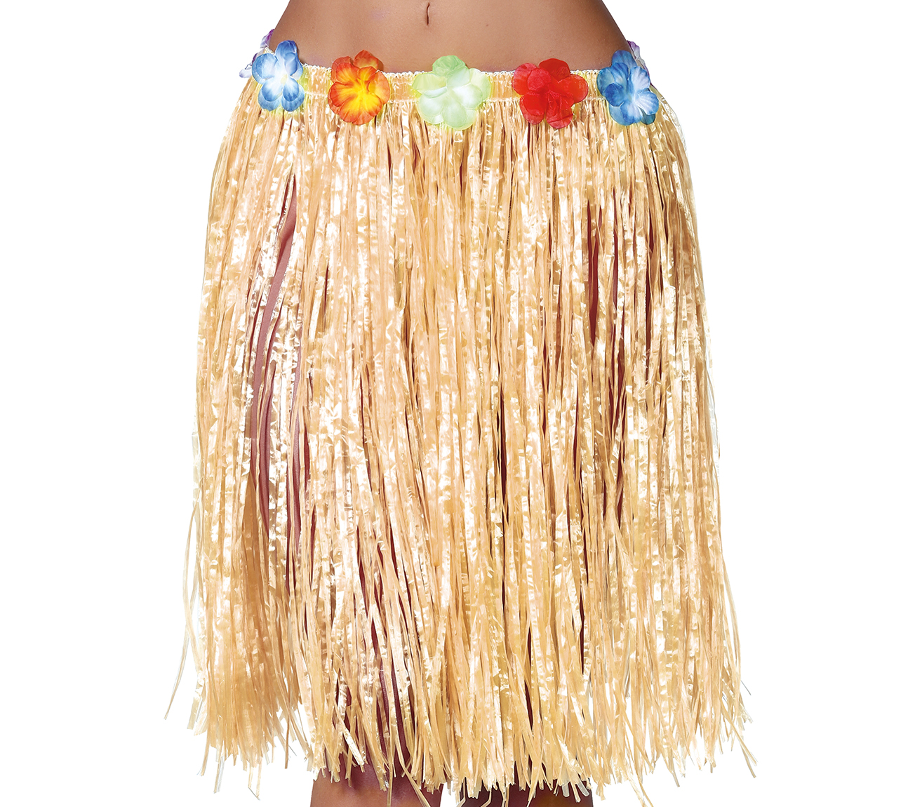 Guirca Slamenná havajská sukně s kvítky 50 cm