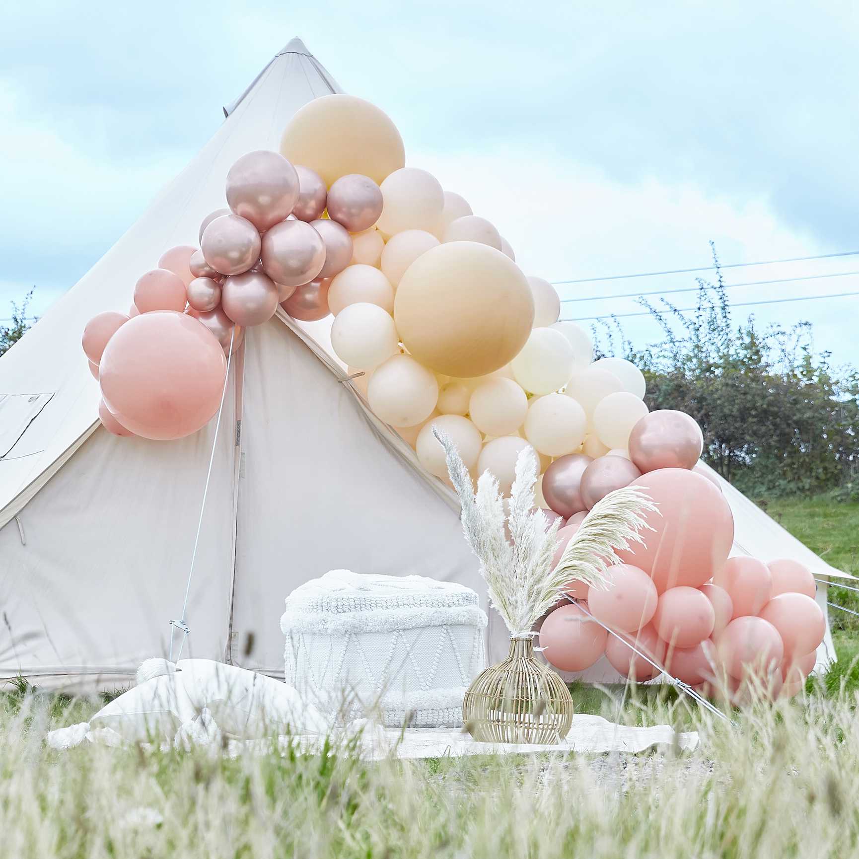 Ginger Ray Balónová girlanda - Broskev, tělová a růžovo-zlatá luxus