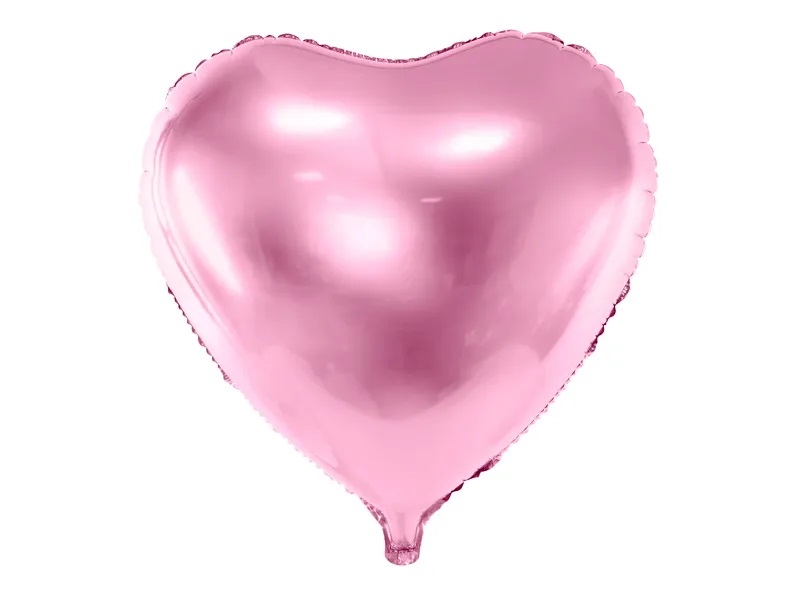 PartyDeco Fóliový balón - Srdce, světle růžový 61 cm