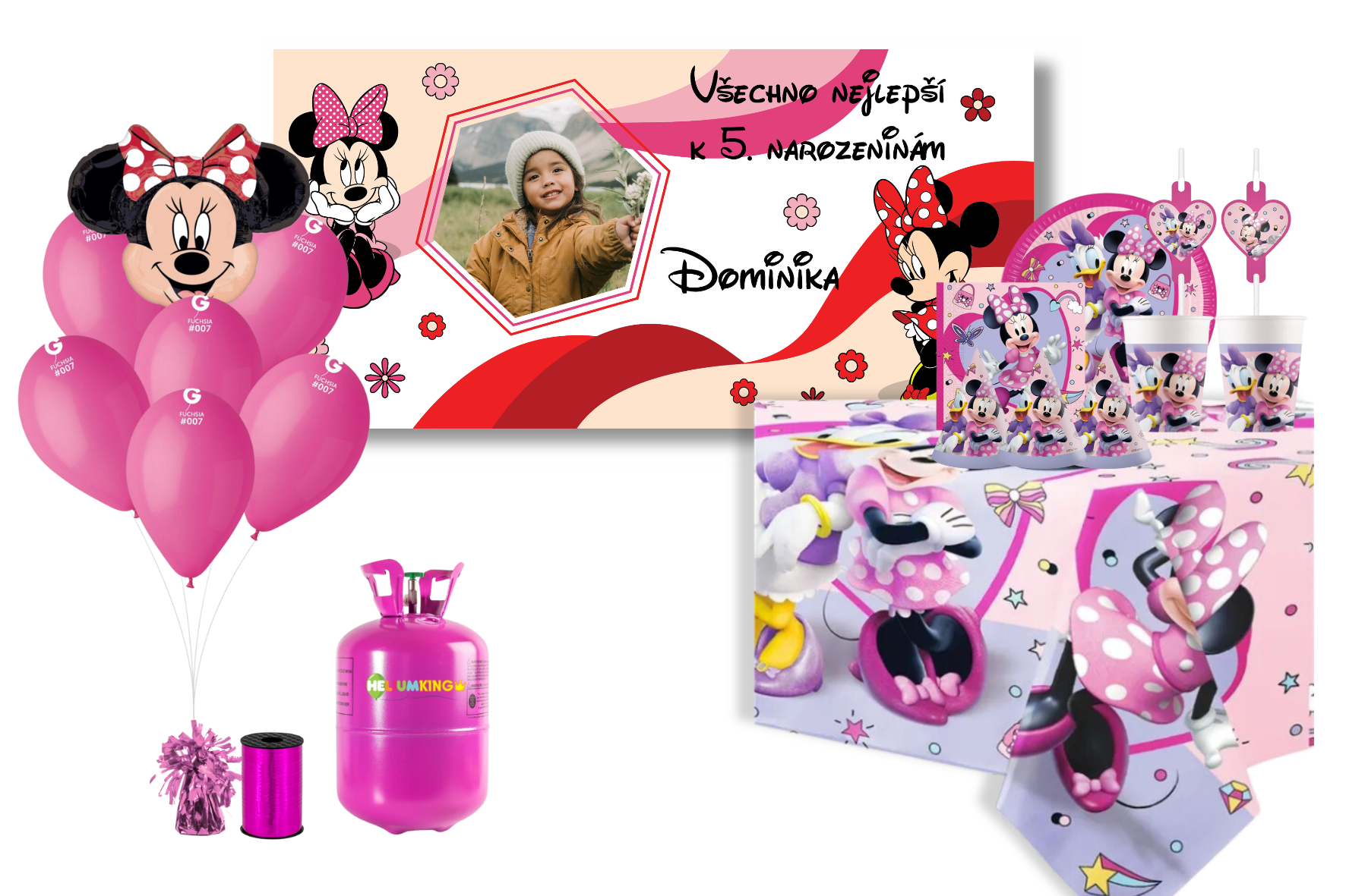 HeliumKing PREMIUM Kompletní narozeninová sada - Minnie Mouse