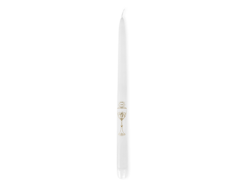 PartyDeco Kónická sviečka biela - Prvé sväté prijímanie 29cm