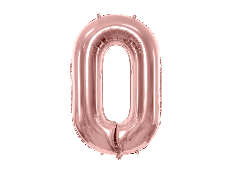 PartyDeco Fóliový balón narodeninové číslo 0 ružovo-zlatý