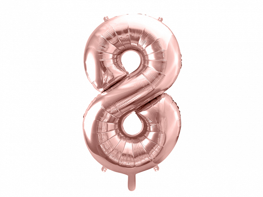 PartyDeco Fóliový balón narodeninové číslo 8 ružovo-zlatý