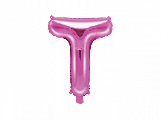 PartyDeco Fóliový balón Mini - Písmeno T 35 cm ružový