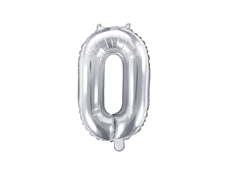 PartyDeco Fóliový balón Mini - Číslo 0 strieborný 35cm