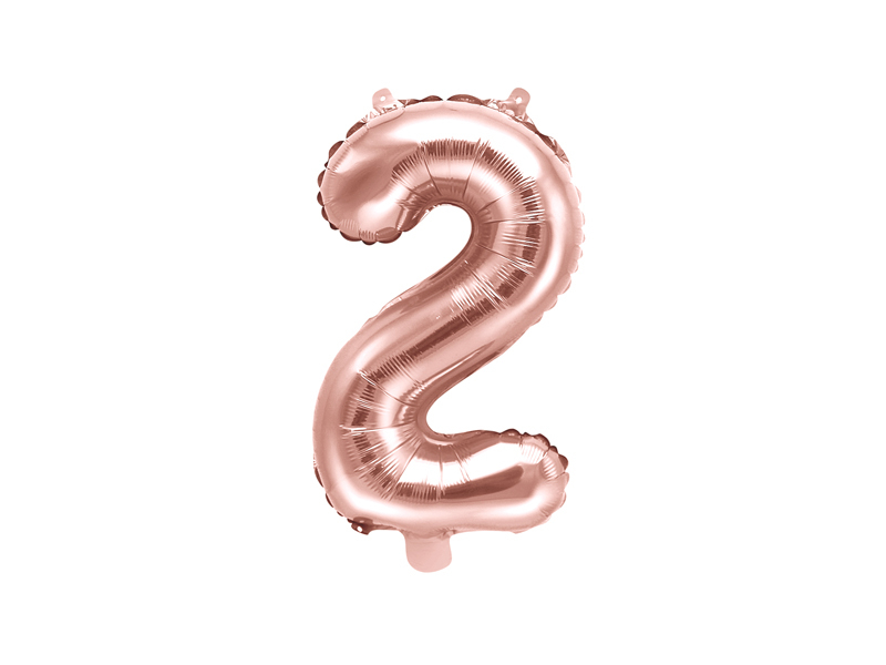 PartyDeco Fóliový balón Mini - Číslo 2 ružovo-zlatý