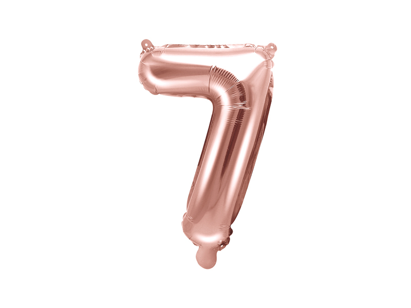 PartyDeco Fóliový balón Mini - Číslo 7 ružovo-zlatý