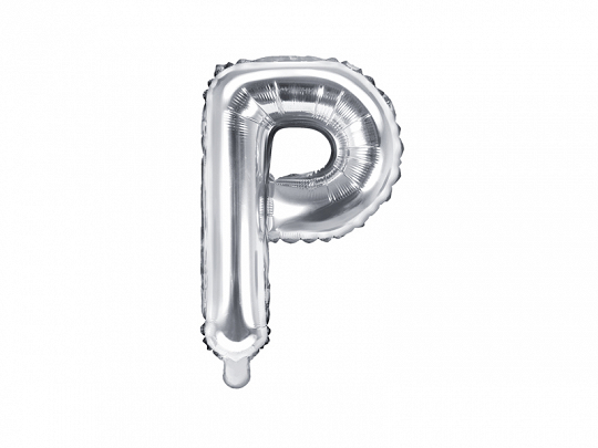PartyDeco Fóliový balón Mini - Písmeno P 35cm strieborný