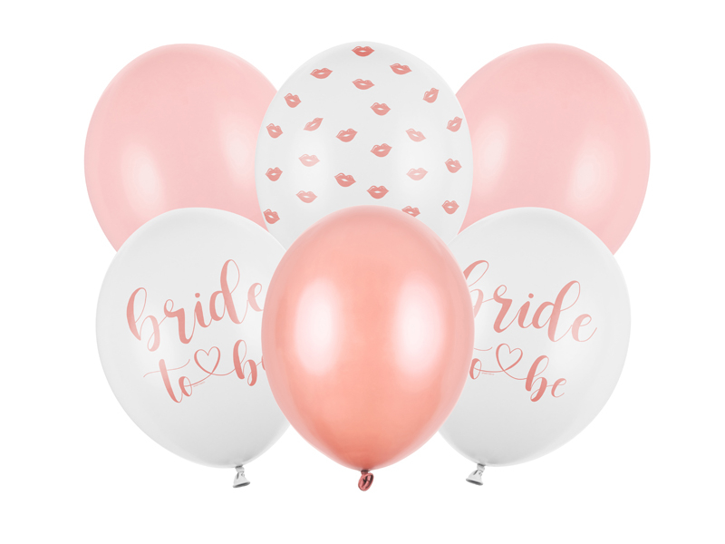 PartyDeco Latexové balóny - Bride to be ružovo-biele 6 ks