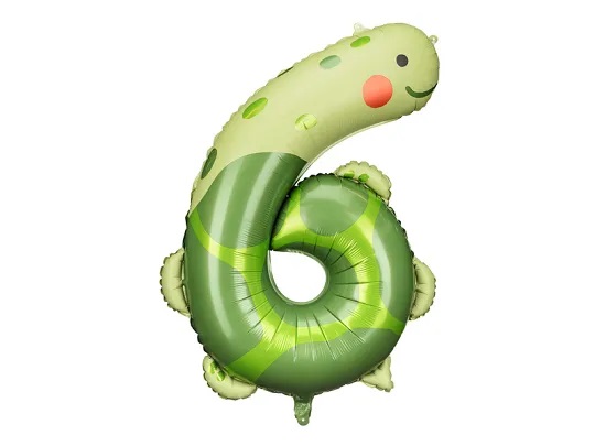 PartyDeco Fóliový balón - číslo 6, korytnačka