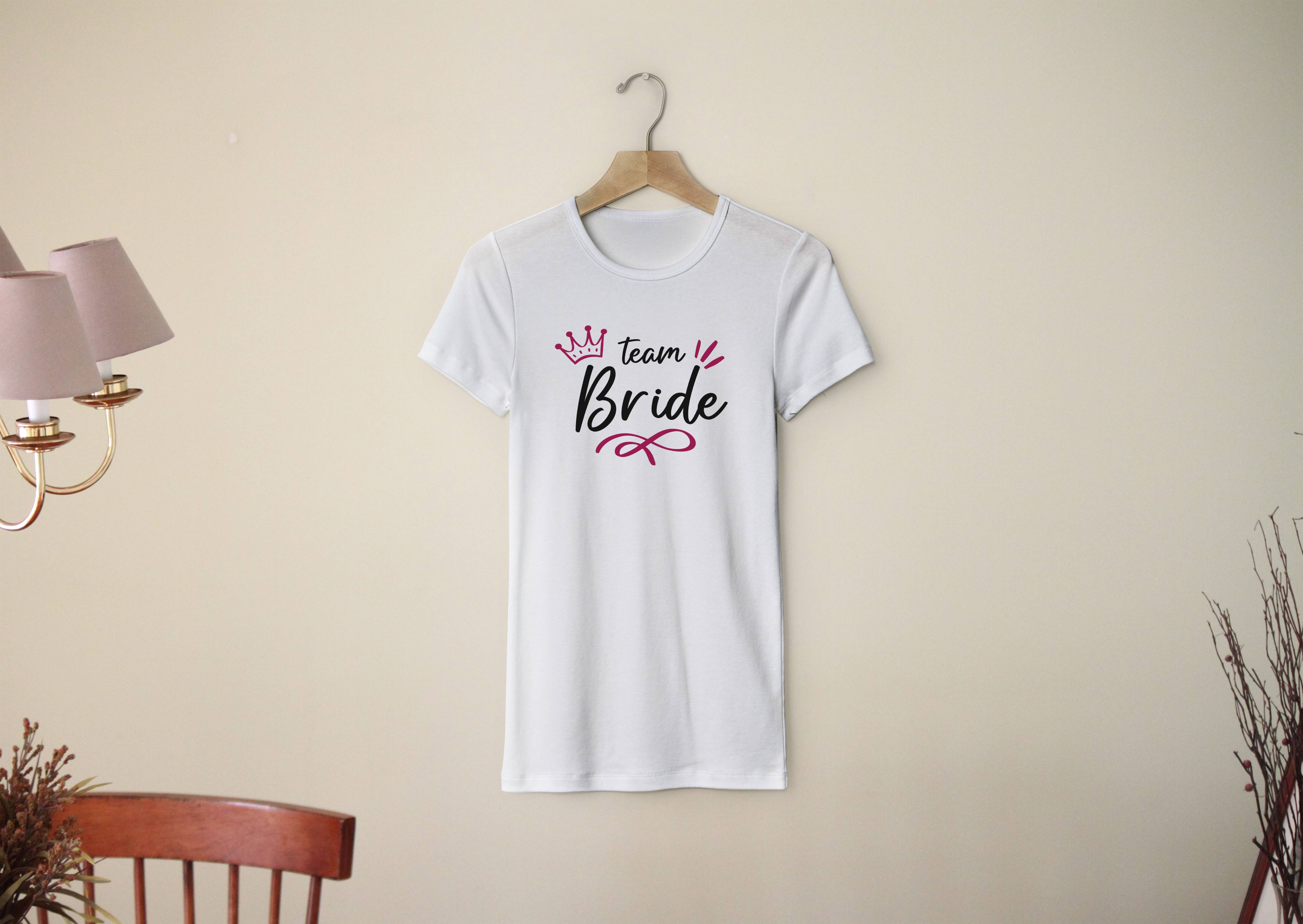 Personal Dámske tričko - Team Bride korunka Farba: biela, Veľkosť - dospelý: XS