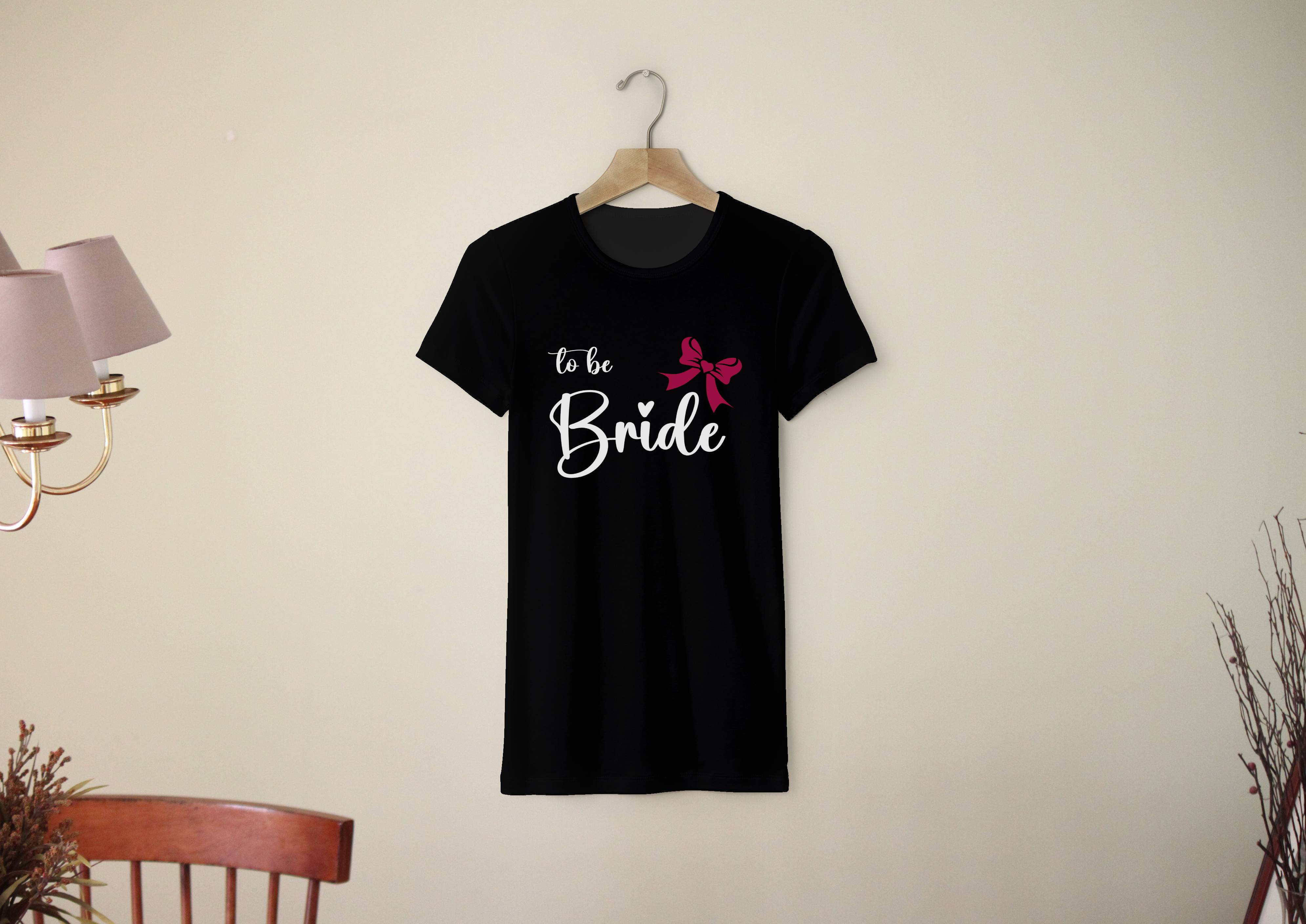 Personal Dámske tričko - Bride to be mašlička Farba: čierna, Veľkosť - dospelý: XS