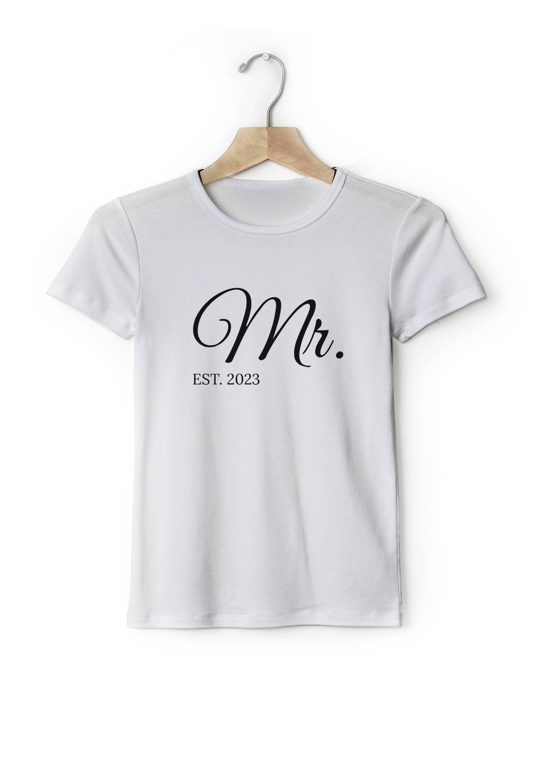 Personal Párové pánske tričko s vlastným textom - Mr. EST. Farba: biela, Veľkosť - dospelý: L