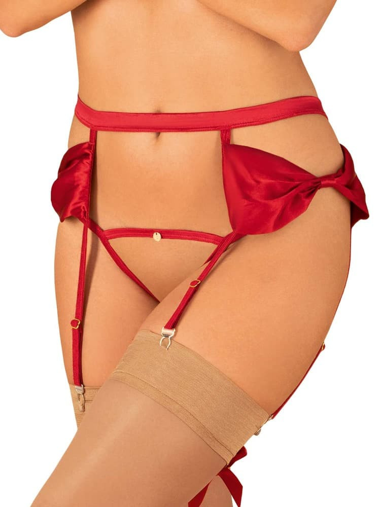 Svůdný podvazkový pás Rubinesa garter belt - Obsessive Barva: červená, Velikost: L/XL