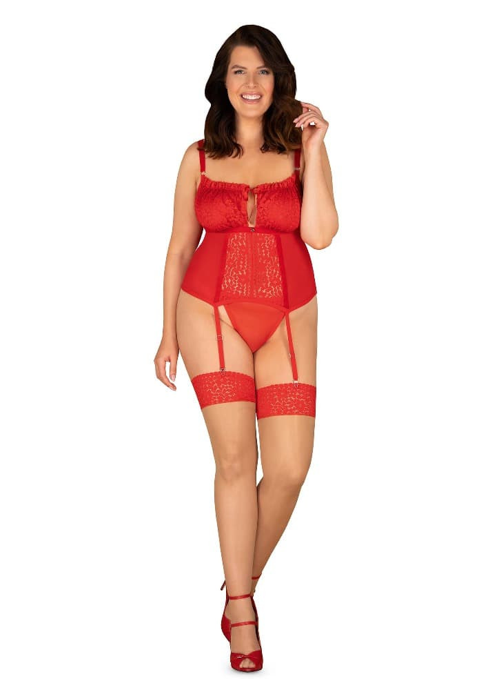 Okouzlující punčochy Blossmina stockings - Obsessive Barva: červená, Velikost: 6XL/7XL