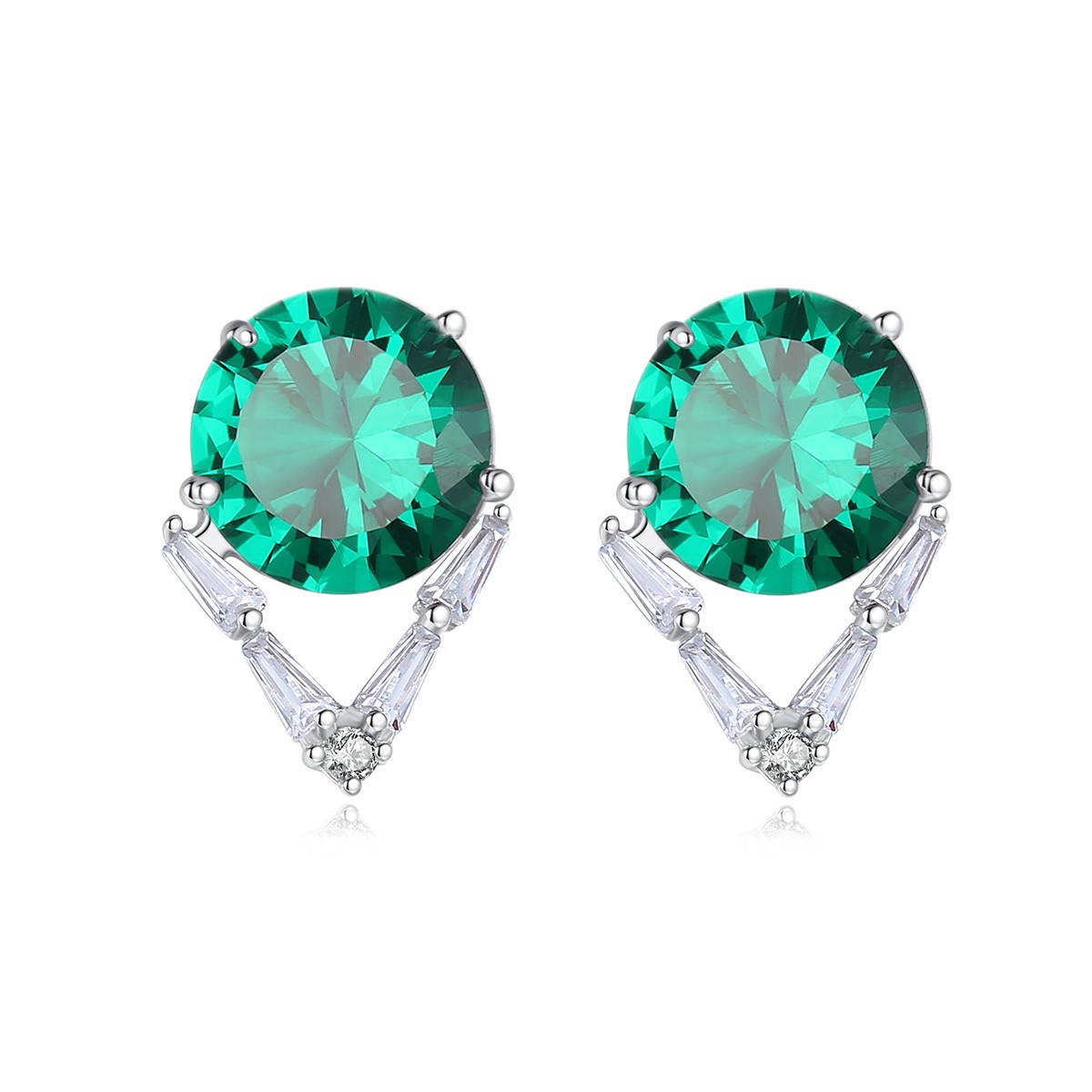 Linda\'s Jewelry Stříbrné náušnice Green & Crystal Ag 925/1000 IN372