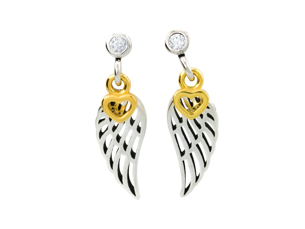 Linda\'s Jewelry Stříbrné náušnice pecky Angel Wings Love  IN055