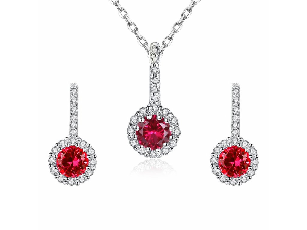 Linda\'s Jewelry Zvýhodnená sada šperkov Červený Kvietok Ag 925/1000 IS083