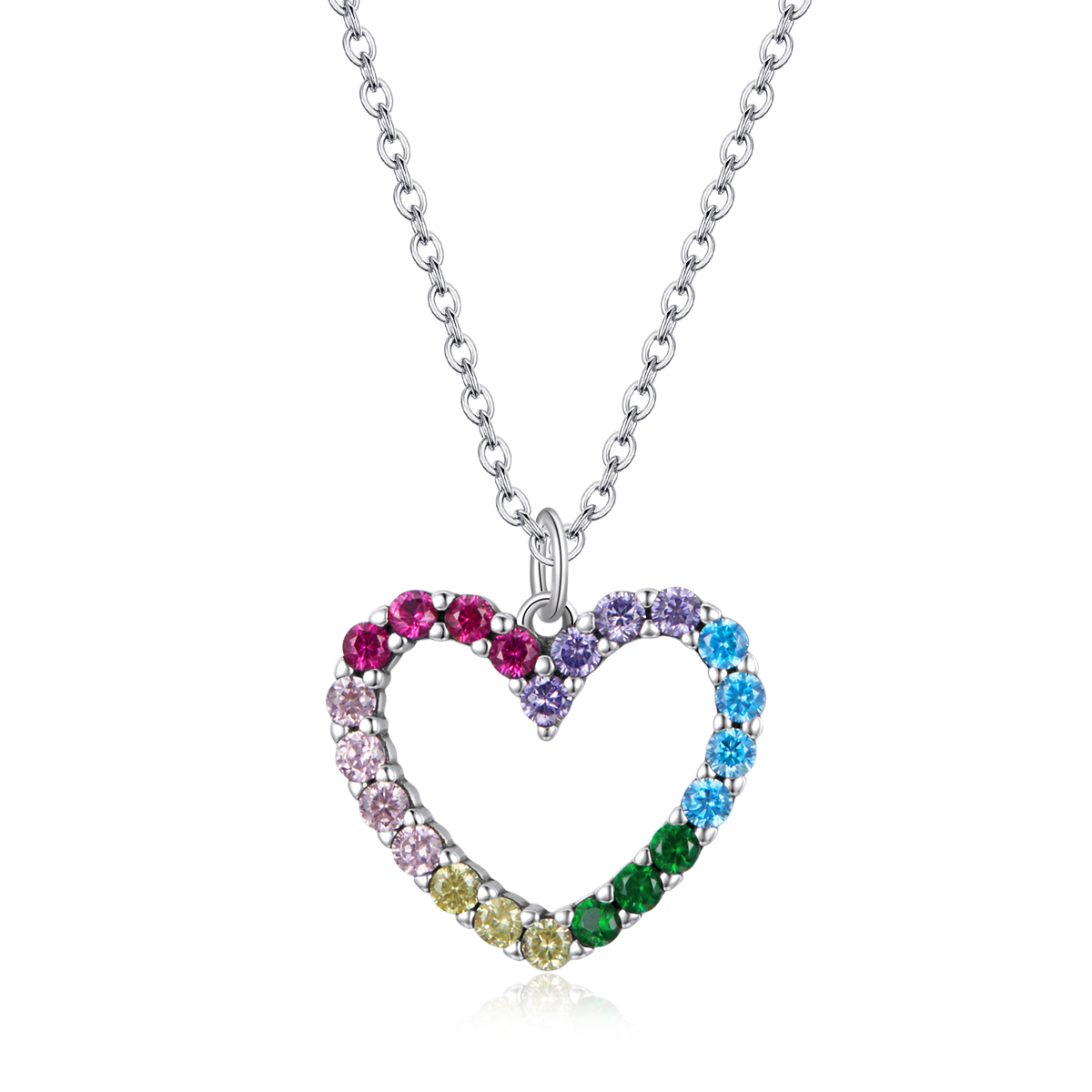 Linda\'s Jewelry Strieborný náhrdelník Dúhové Srdce Ag 925/1000 INH169