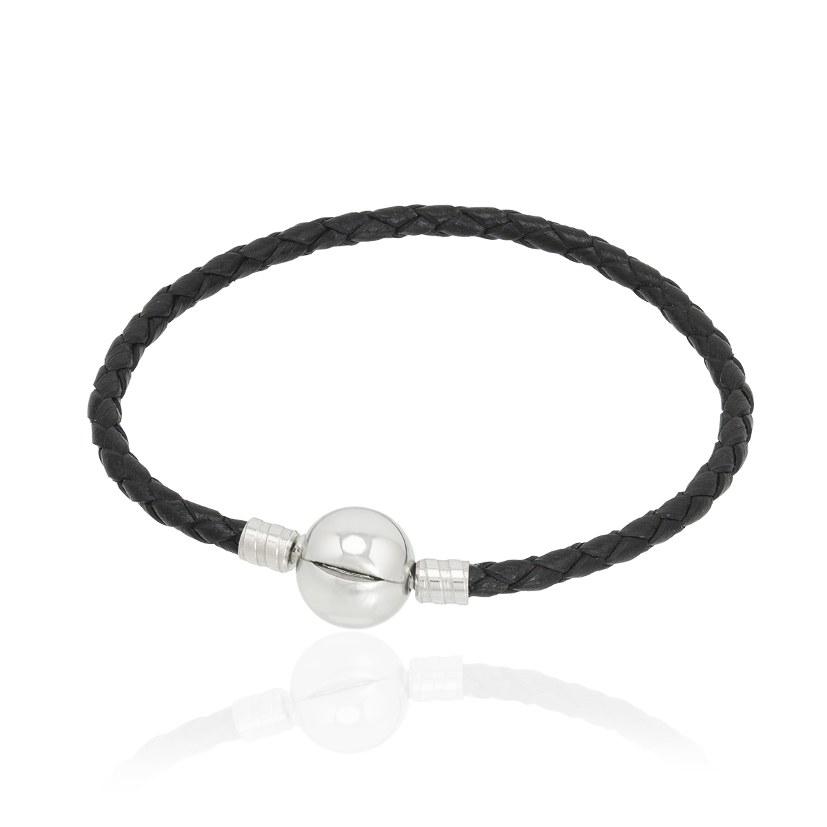 Linda\'s Jewelry Kožený náramok Čierny Chirurgická oceľ INR127 Dĺžka: 21