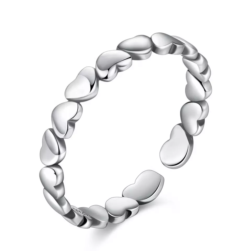 Linda\'s Jewelry Strieborný prsteň Classic Hearts Ag 925/1000 IPR127-UNI Veľkosť: Univerzálna