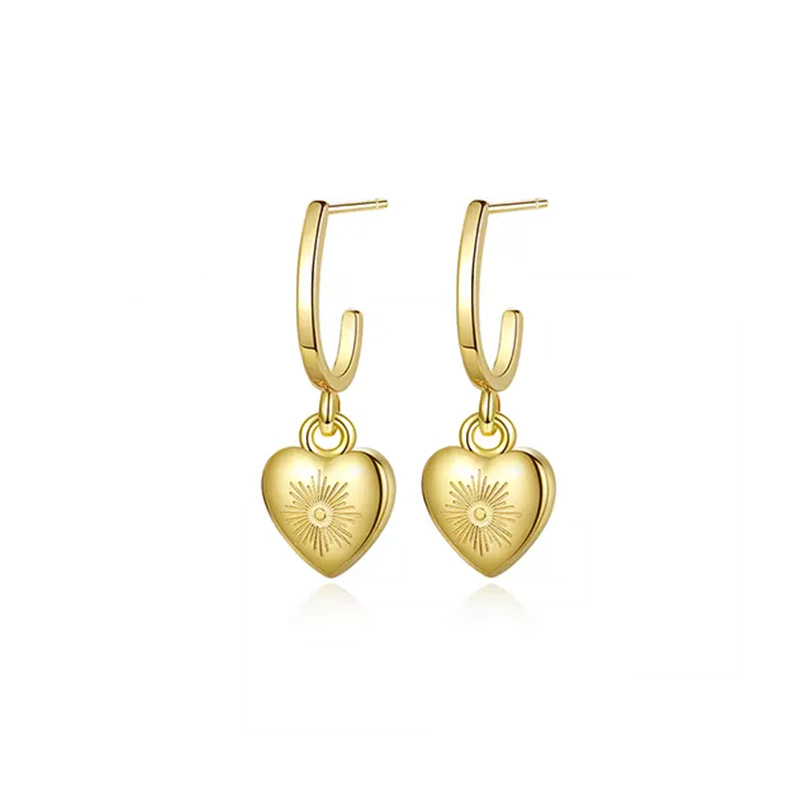 Linda\'s Jewelry Náušnice Visiace Slnečné Srdce chirurgická oceľ IN449
