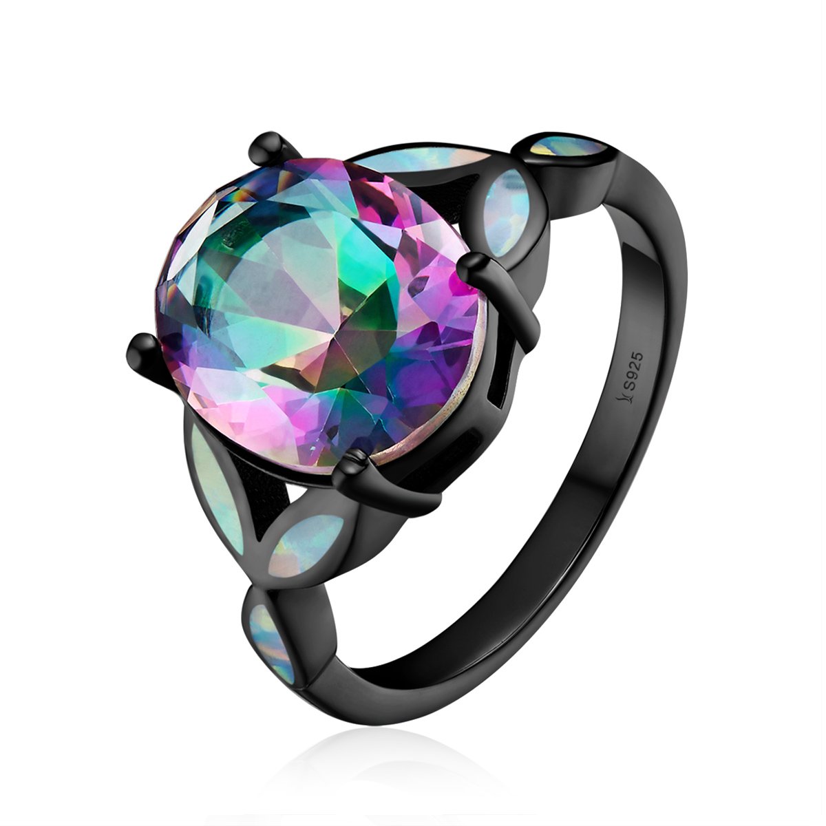 Linda\'s Jewelry Strieborný prsteň Tajomná Kvetina čierny s opál Ag 925/1000 IPR065-57 Veľkosť: 55