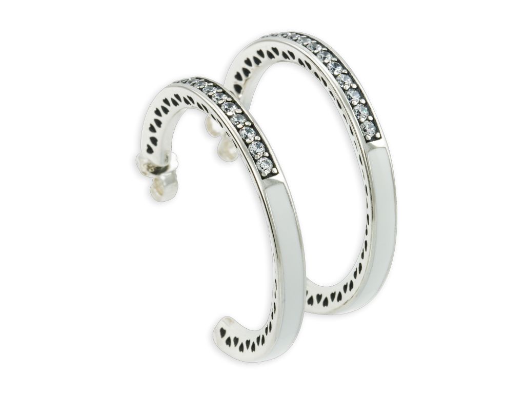 Linda\'s Jewelry Strieborné náušnice Love White Kruhy biele zirkóny Ag 925/1000 IN066