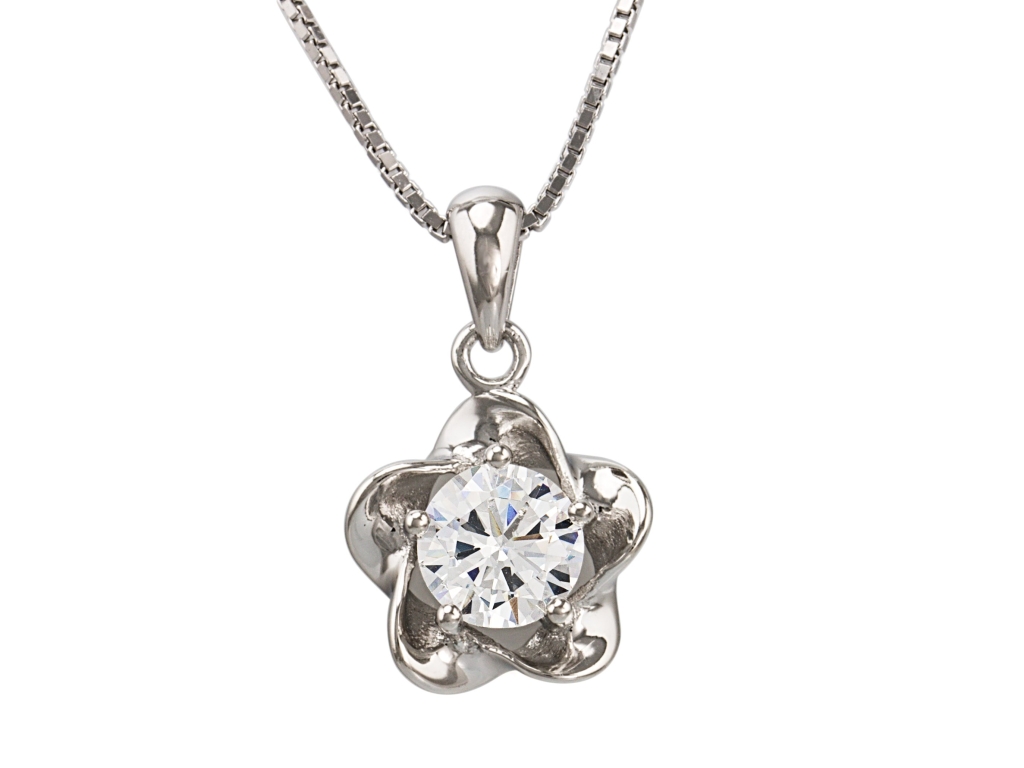 Linda\'s Jewelry Strieborná retiazka s príveskom a zirkónom Flower Ag 925/1000 INH023