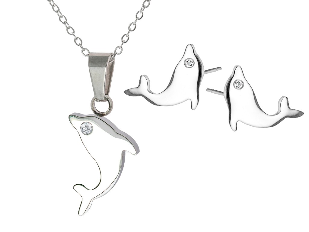 Linda\'s Jewelry Sada šperkov Delfíny chirurgická oceľ IS069